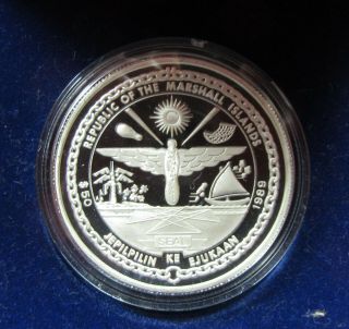 1989 $50 Space Shuttle Discovery Silver Proof Coin - Marshall Islands.  (1220238) 3