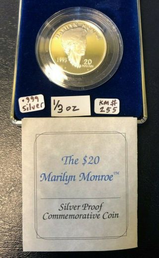 1995 Marshall Islands $20 Marilyn Monroe Silver Proof