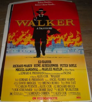1987 Walker A True Story Video Movie Poster Ed Harris Marlee Matlin Violence