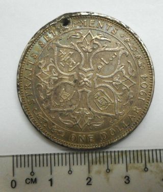 British Straits Settlements $1 One Dollar 1904 Silver Coin King Edward Vii