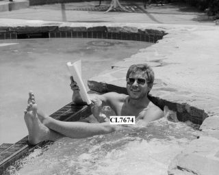 Harrison Ford Reading A Script In The Jacuzzi Of His Home Beefcake Photo
