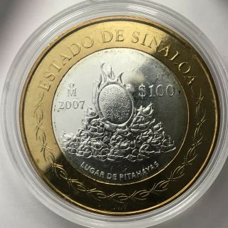 2007 Mexico 100 Pesos Estado De Sinaloa Bimetallic Km 854