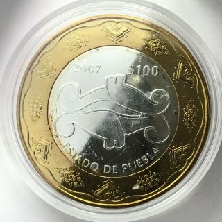 2007 Mexico 100 Pesos Estado De Puebla Bimetallic Km 850
