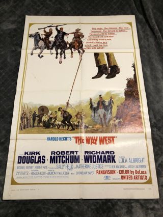 The Way West 1967 Movie Poster 27x41 Kirk Douglas Robert Mitchum