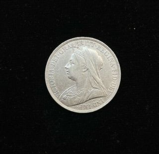 1898 Queen Victoria United Kingdom 1 Crown (5 Shilling) Silver Coin