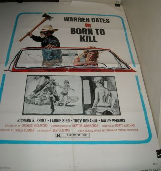 Rolled 1975 Born To Kill 1 Sheet Movie Poster Warren Oates Troy Donahue Gga