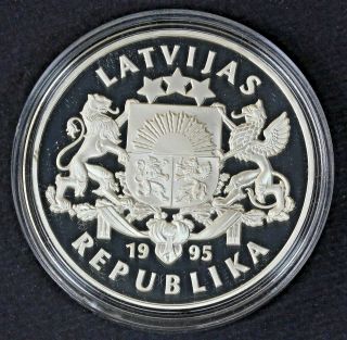 Latvia 1 lats silver proof 1995 United Nations 50th Anniversary Rare & 2