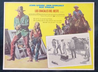 The Train Robbers John Wayne Ann - Margret Lobby Card 1973 Mexican 12 X 16