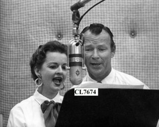 Roy Rogers And Dale Evans Record In The Studio At A Vintage Microphone Photo