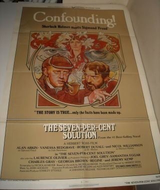 1976 The Seven Per Cent Solution 1 Sheet Movie Poster Sherlock Holmes & Freud