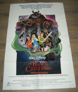 1985 Disney The Black Cauldron 1 Sheet Movie Poster Animated Fantasy Art