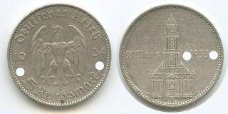 G10864 - Germany Third Reich 5 Reichsmark 1934 F Km 82 Garrison Church With Date