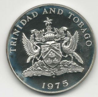 Trinidad And Tobago,  1975,  5 Dollars,  Silver,  Km 8,  Proof