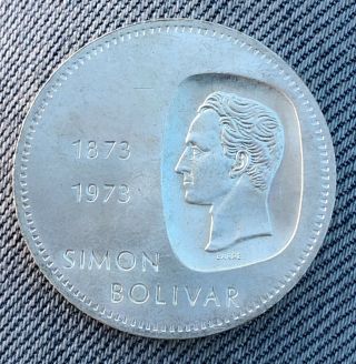 Venezuela - Silver 10 Bolivares Coin - Simon Bolivar - 1973 - Unc