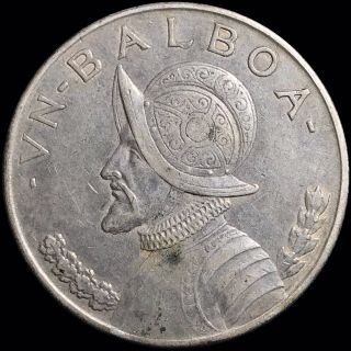 1947 Republica De Panama 1 Un Balboa Km 13 Foreign Silver Coin