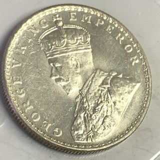 1919 B INDIA 1 RUPEE British Empire Silver,  George V,  White AU,  / UNC 3