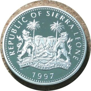elf Sierra Leone 10 Dollars 1997 Silver Proof Diana with AIDS Patient 2