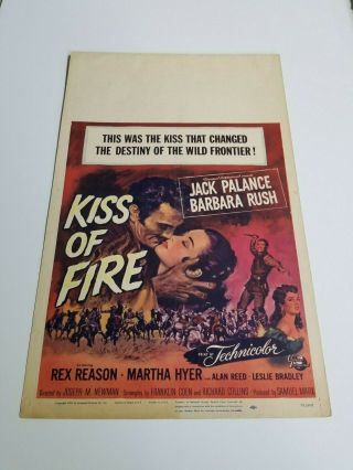 1955 Kiss Of Fire Window Card Movie Poster Jack Palance,  Barbara Rush