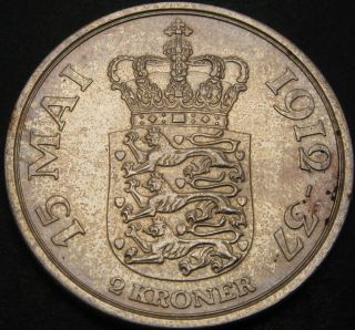 Denmark 2 Kroner 1937 - Silver - Silver Jubilee Of Reign - Aunc - 678 ¤