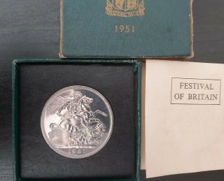 Uk United Kingdom Great Britain 5 Shillings Pl Coin 1951 Year Km 880 Festival