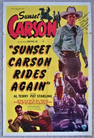 Sunset Carson Rides Again 1948 1sht Movie Poster Fld Signed Vg