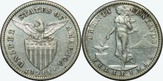 1915 - S Us/philippines 20 Centavos Vf/xf Allen 11.  11 75 Silver Mx614