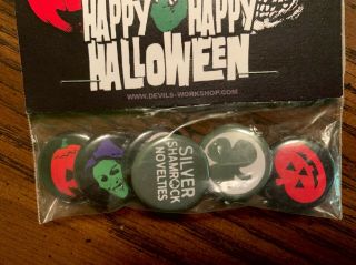 Button Pin Set Halloween III Season of the Witch Silver Shamrock Devils Workshop 3