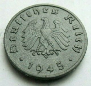 (1015) Ultra Rare German Allied Occupation 1945 F - 1 Reichspfennig Wwii Coin