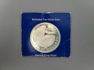 1974 Barbados 10 Dollar Proof Silver Coin