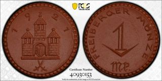 Weimar Germany 1921 Freiberg Porcelain Coin,  Scheuch 121a,  Pcgs Ms65