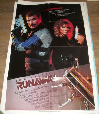 1984 Runaway 1 Sheet Movie Poster Tom Selleck Cynthia Rhodes Sci Fi Gene Simmons