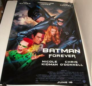 Rolled 1995 Batman Forever Double Sided Movie Poster Val Kilmer Tommy Lee Jones