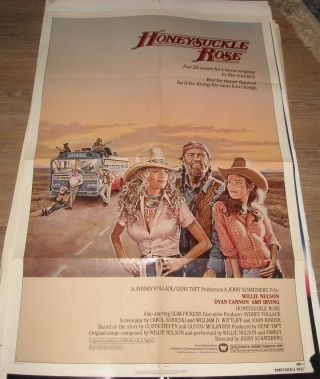 1980 Honeysuckle Rose 1 Sheet Movie Poster Willie Nelson Dyan Cannon Amy Irving