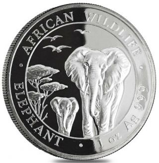 2015 • Somalia Silver Elephant 1 Oz Coin.  9999 Fine • 100 Shillings (bu)