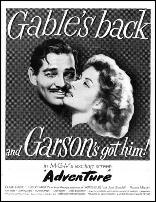 1946 Greer Garson - Clark Gable - Adventure Movie Release Vintage Print Ad Adl14