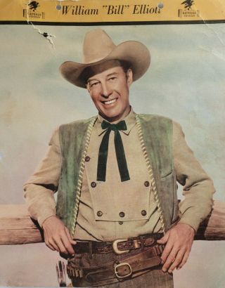 William Bill Elliott 1948 Tv Cowboy Dixie Cup Ice Cream Photo Premium