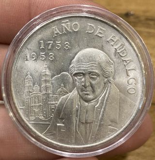 1953 Mexico 5 Pesos Ano De Hidalgo Silver Coin