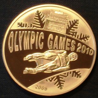Mongolia 500 Tenge Silver Proof 2008 Vancouver Olympics Luge