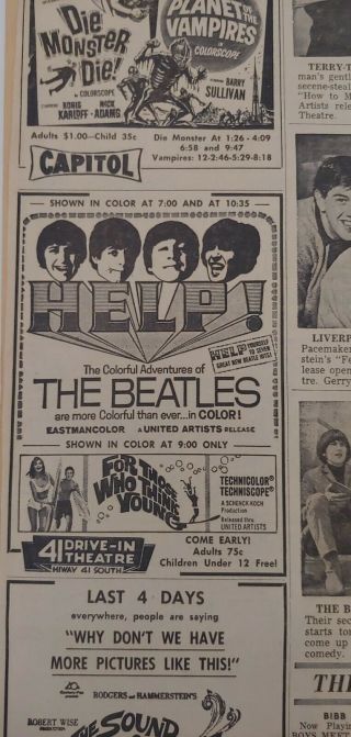Dec 19,  1965 Newspaper Page 7783 - The Beatles In " Help ",  Gerry & Pacemakers