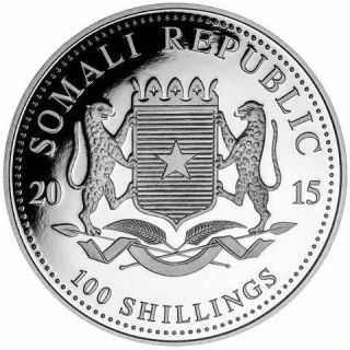 2015 1 oz Somalia Silver Elephant Coin (BU) 2