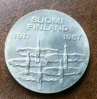 Finland Silver 10 Markkaa 1967 (" 50 Years Of Independence ") Unc