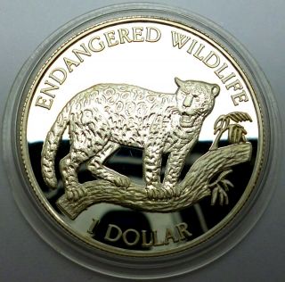 Niue 1 Dollar 1996 Silver Coin Proof Endangered Wildlife - Jaguar (t88,  5)