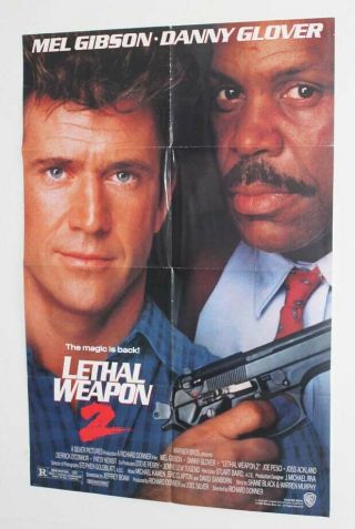 Orig.  1989 " Lethal Weapon 2 " Mel Gibson,  Danny Glover 1 Sheet Us Movie Poster