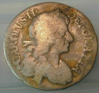 1679 England 4 Pence Groat Charles Ii British Silver Coin (601)