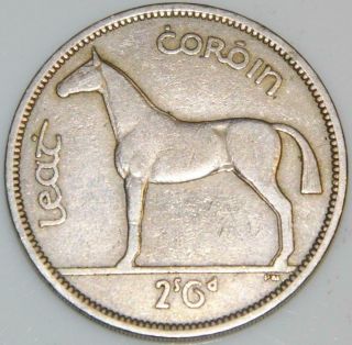 Ireland 1955 Half Crown Irish 2 Shilling 6p Coin Xf Horse & Harp Eire