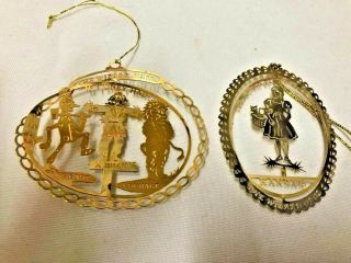 Nation’s Treasures Wizard Of Oz 24k Gold Finish Brass 2 Christmas Ornaments