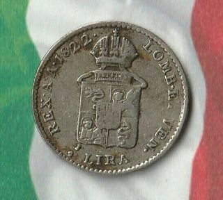 1822 Italian States Of Lombardy And Venetia - 1/4 Lira - 60 Silver -