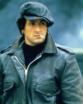 Sylvester Stallone Leather Jacket & Cap Rocky Photo
