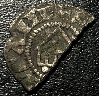 1375 - 1394 Bishopric Of Lausanne Swiss Canton Silver Denier Guy De Prangins Coin