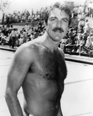 Tom Selleck Hunky B&w 8x10 Photograph Bare Chested